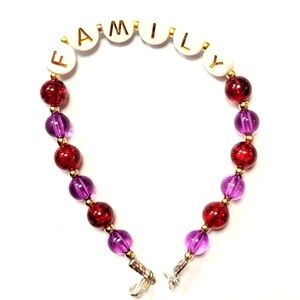 Handmade Family Berry Colored Bracelet 8.5"